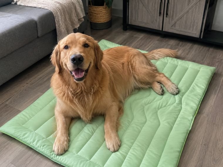 Customer photo of a pet on a Pentalor cooling mat