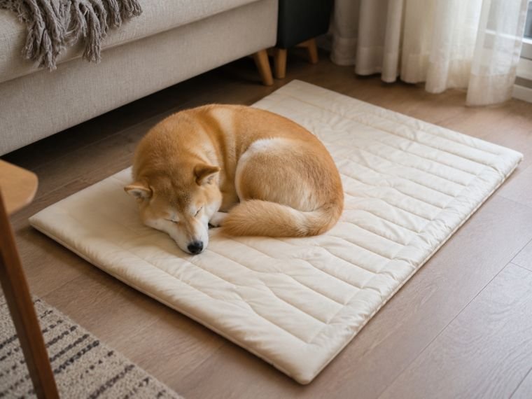 Customer photo of a pet on a Pentalor cooling mat